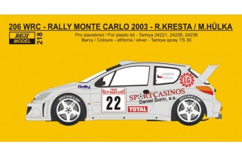 Decal – Peugeot 206 WRC „BOZIAN“ - Rally Monte Carlo 2003 - Kresta